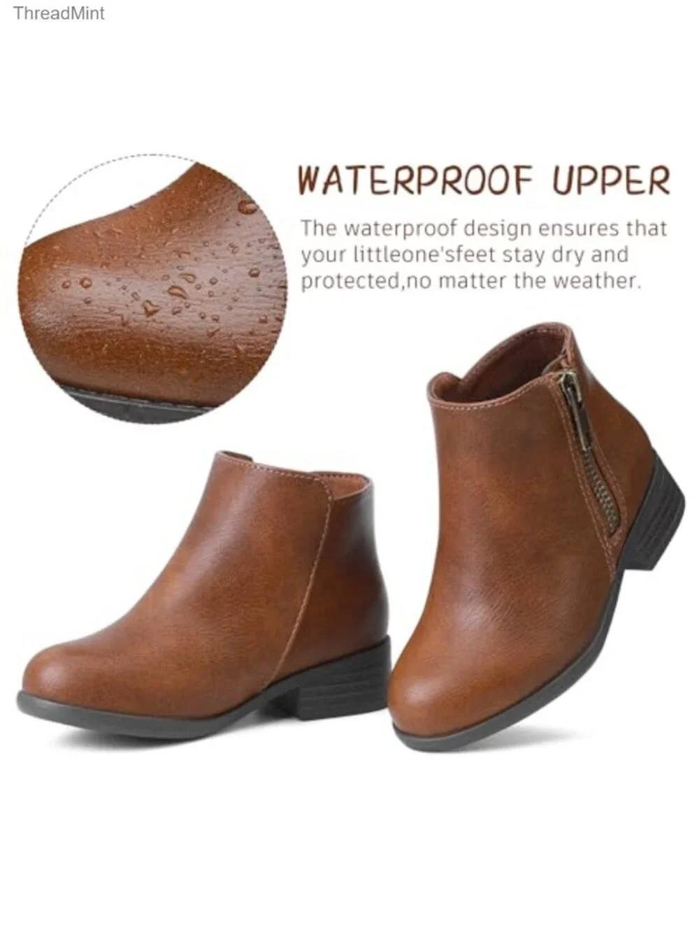Girls Ankle Booties Side Zipper Soft Sole Comfort Shoes